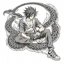 sasuke with snake around him tattoo design idea