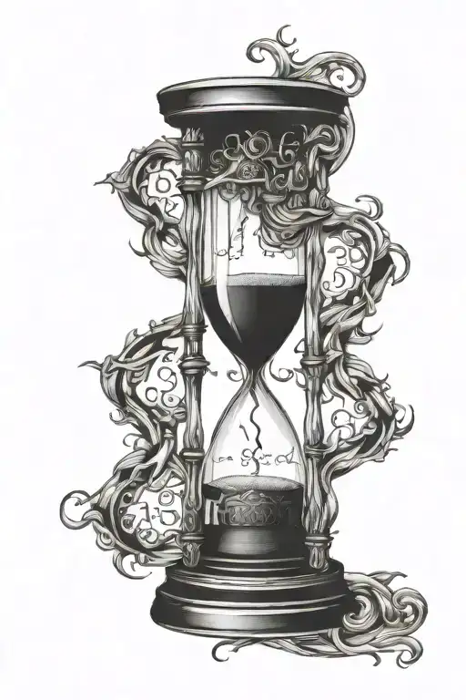  Imagine an hourglass with a man traped inside with the word "Slummerican" intricately carved into the glass  tattoo design idea