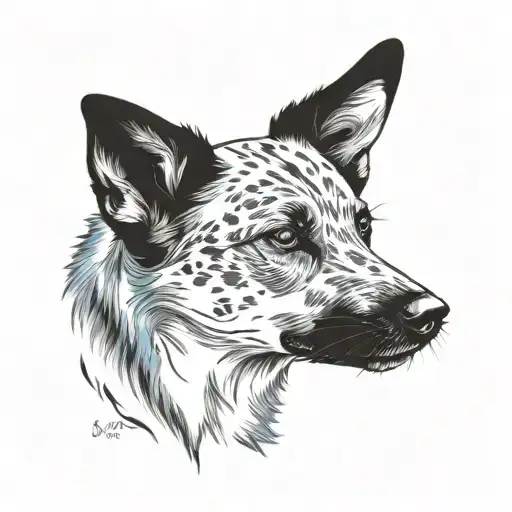 blue healer dog face tattoo design idea