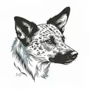 blue healer dog face tattoo design idea