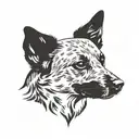 blue healer dog face tattoo design idea