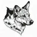 blue healer dog face tattoo design idea