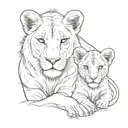 lioness and cub tattoo design idea