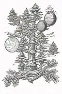 Honey combed spaced pattern of pine trees in nature with an abstract style on my forearm or tricep  tattoo design idea