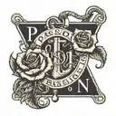 The word Passion in bold. An Anchor hooking off of the word. A rose  tattoo design idea