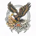 Eagle with open wings tattoo design idea