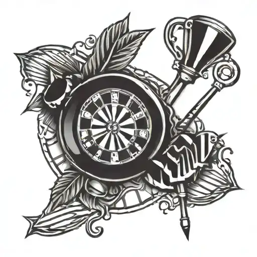 bingo card and darts themed tattoo tattoo design idea