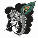 Sri krishna flute and a peacock feather tattoo design idea
