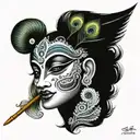Sri krishna flute and a peacock feather tattoo design idea