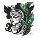 Sri krishna flute and a peacock feather tattoo design idea