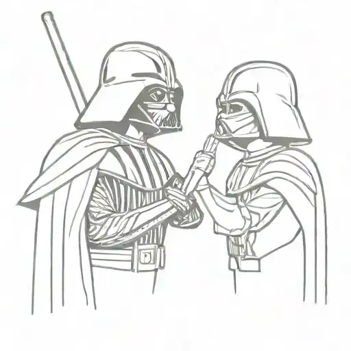 darth vader vs anakin tattoo design idea