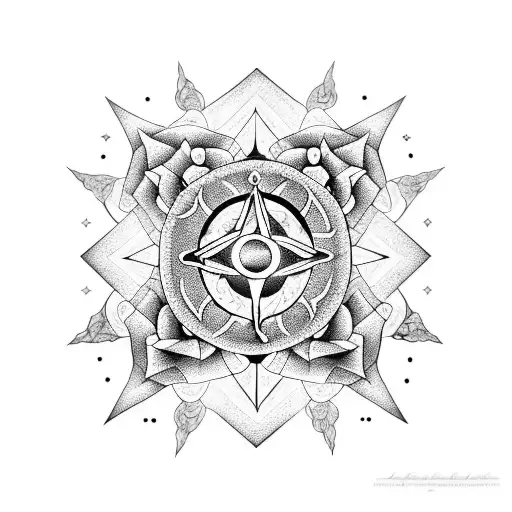 unicursal hexagram with roses tattoo design idea