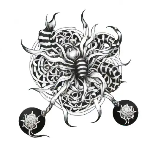 spiderlily and centipede   tattoo design idea
