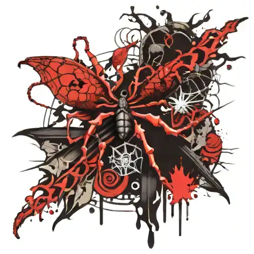 spiderlily and centipede wrapped tattoo design idea