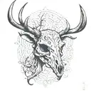 deer skull from the side with blackwork tattoo tattoo design idea