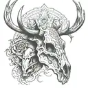 deer skull from the side with blackwork tattoo tattoo design idea