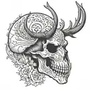 deer skull from the side with blackwork tattoo tattoo design idea