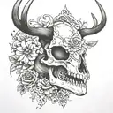 deer skull from the side with blackwork tattoo tattoo design idea