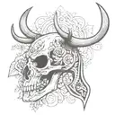 deer skull from the side with blackwork tattoo tattoo design idea