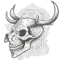 deer skull from the side with blackwork tattoo tattoo design idea