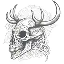 deer skull from the side with blackwork tattoo tattoo design idea