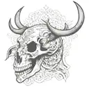 deer skull from the side with blackwork tattoo tattoo design idea