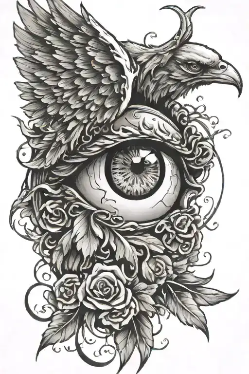 fallen angel eye tattoo design idea