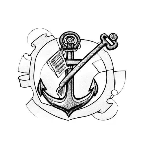 anchor and bunch of grapes tattoo design idea