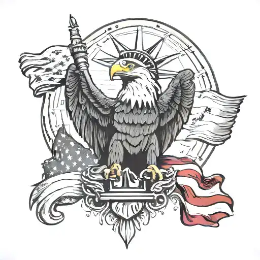 American flag eagle Statue of Liberty pancho villa tattoo design idea