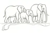 elephants walking in a line tattoo design idea