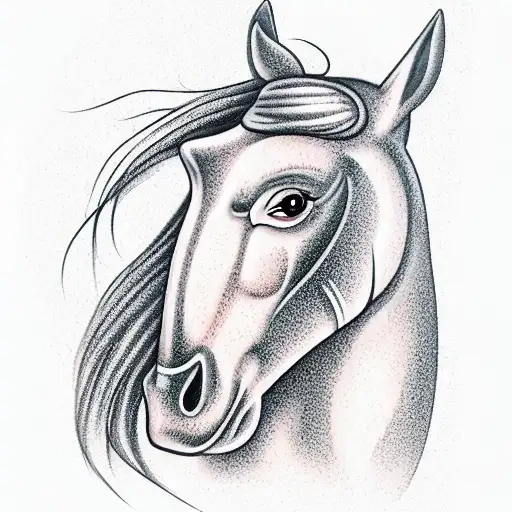 horse with a chapel  growing out its head  tattoo design idea