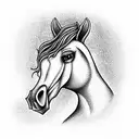 horse with a church  growing out its head  tattoo design idea