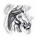 horse with a church  growing out its head  tattoo design idea