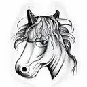 horse with a church  growing out its head  tattoo design idea