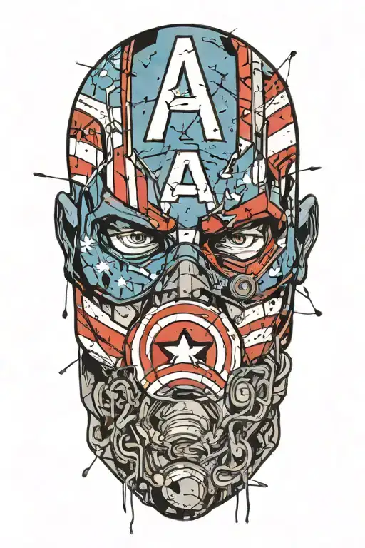 Captain America Gangsta rapper surrounded my music notes tattoo design idea