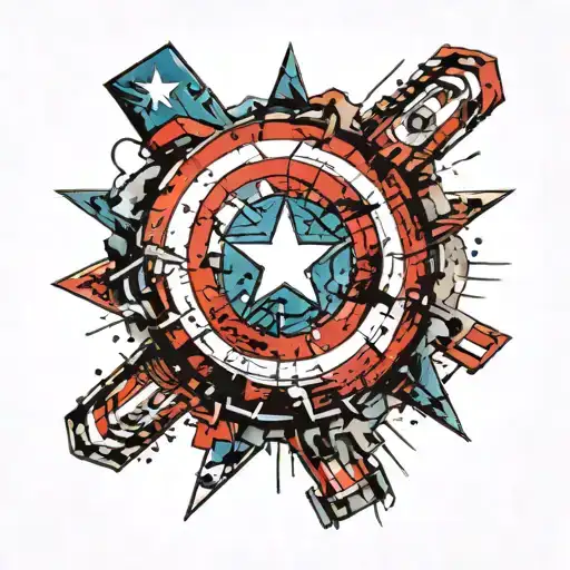 captain america shield rap music notes tattoo design idea