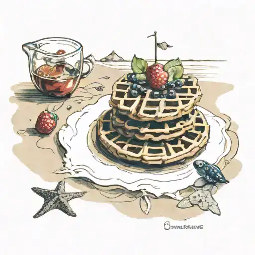 waffles on the beach  tattoo design idea