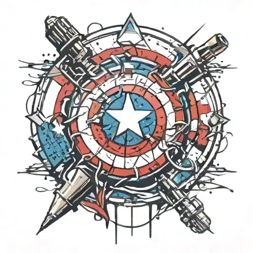 captain america shield microphone tattoo design idea