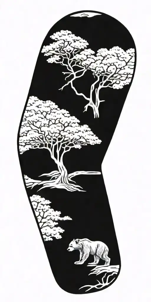 tree of life with california bear tattoo design idea