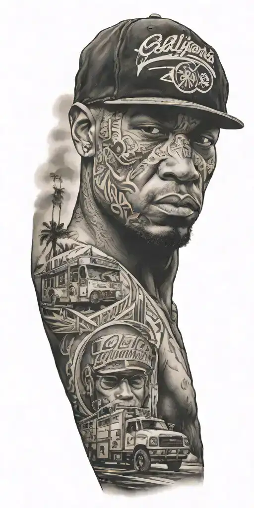 California state hip hop tattoo design idea