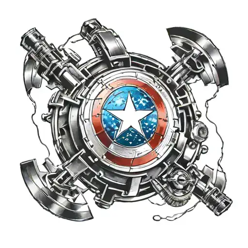 captain america shield dj turntable style tattoo tattoo design idea