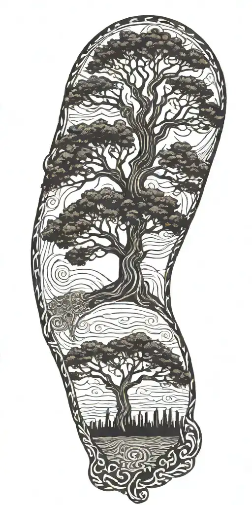 tree of life with california state outline tattoo design idea