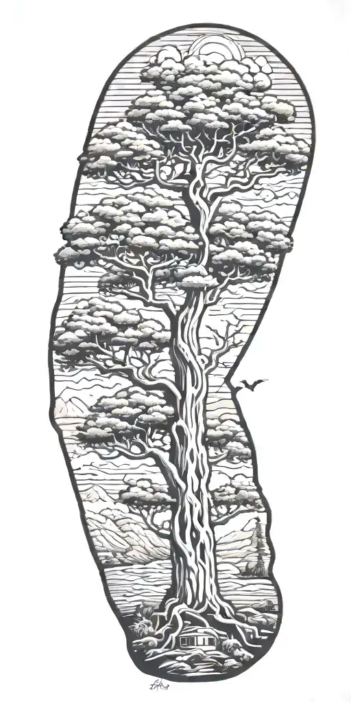 california tree tattoo design idea