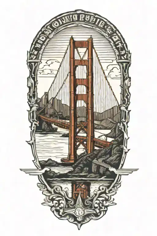 golden gate bridge leading tattoo design idea