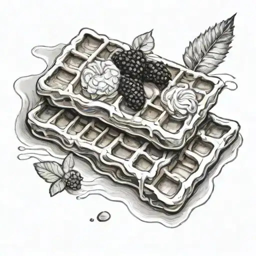 waffles on the beach  tattoo design idea