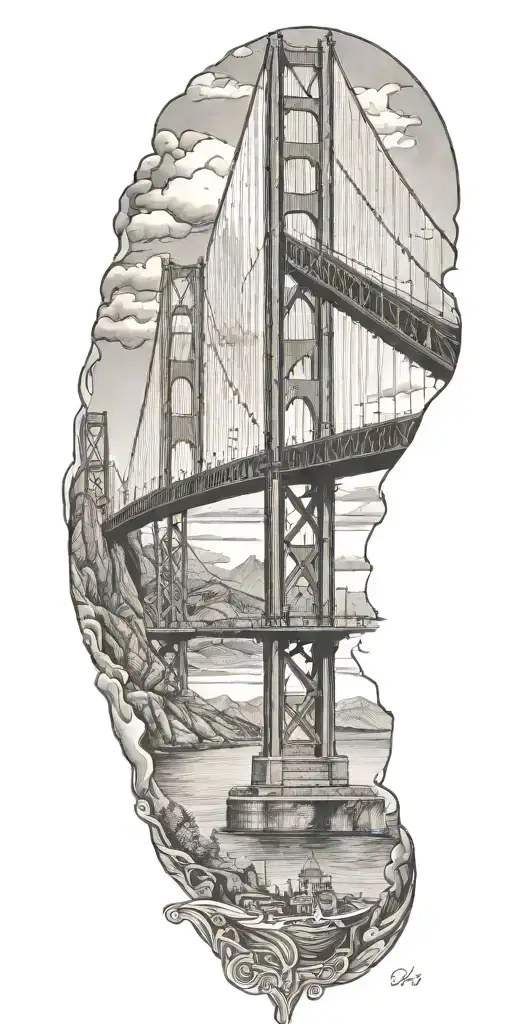 golden gate bridge tattoo design idea