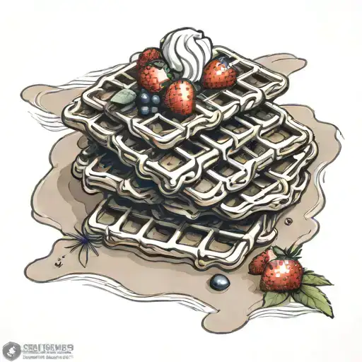 waffles on the beach  tattoo design idea