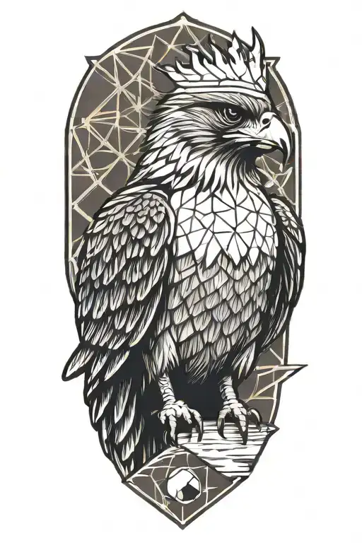 falcon wearing a crown holding a giant baseball diamond tattoo design idea