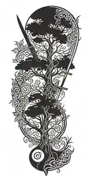 tree of life with a sword tattoo design idea