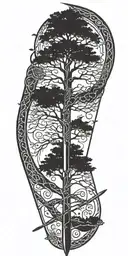 tree of life with a sword tattoo design idea